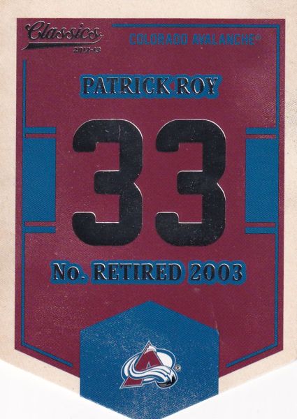 insert karta PATRICK ROY 12-13 Classics Signatures Banner Numbers číslo EN26